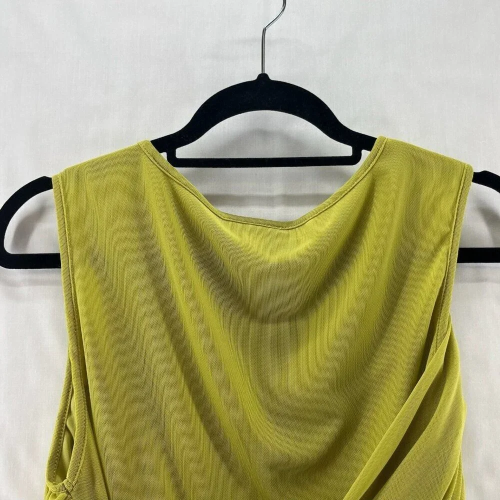 Willow & Root Tank Top Womens Size M Mesh Yoke Draped Sleeveless Blouse Yellow - Picture 6 of 12
